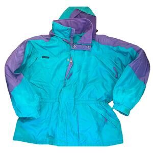 Vintage COLOMBIA SPORTSWEAR Mens XL ZIP UP DOUBLE WHAMMY 90s Teal
